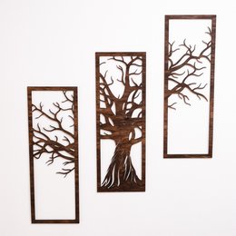 Decoración de pared, decoración de arte de pared de madera 3 piezas