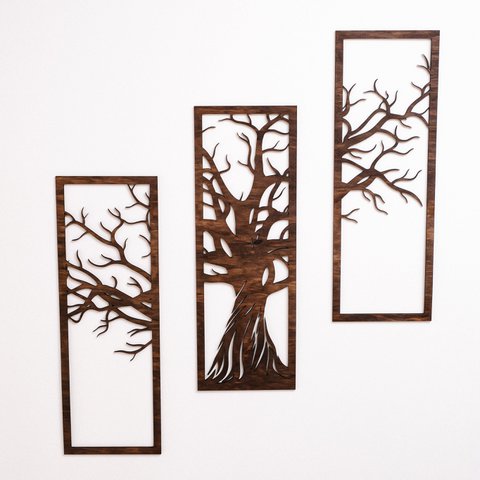 Wall decor, Wooden Wall Art Decor 3 Pieces