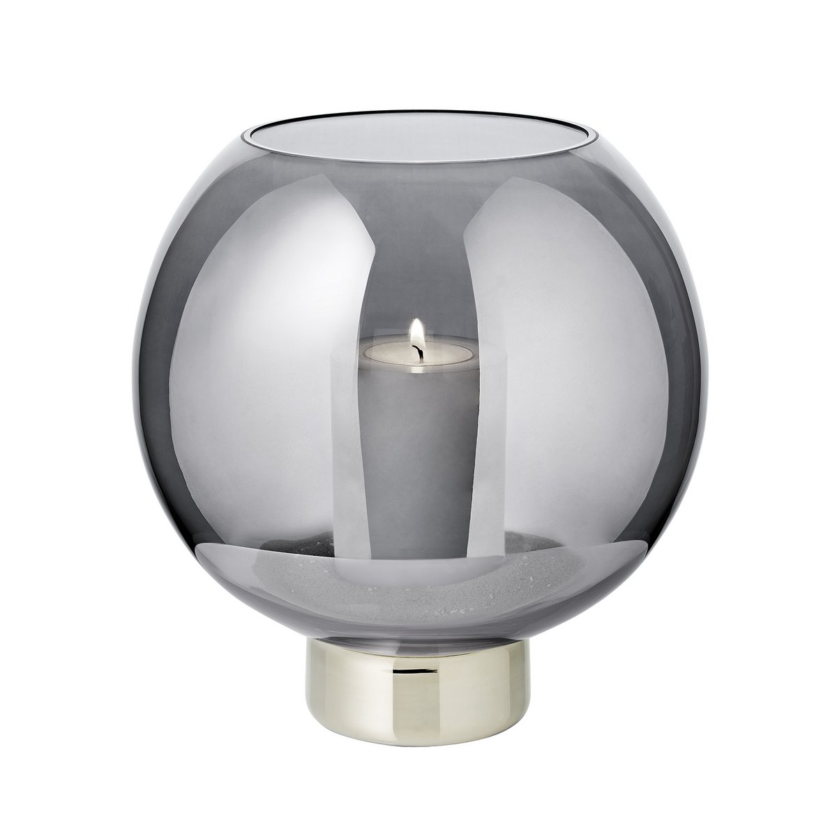 Lantern Jack (H 21 cm, Ø 19.5 cm), dark crystal glass with platinum base