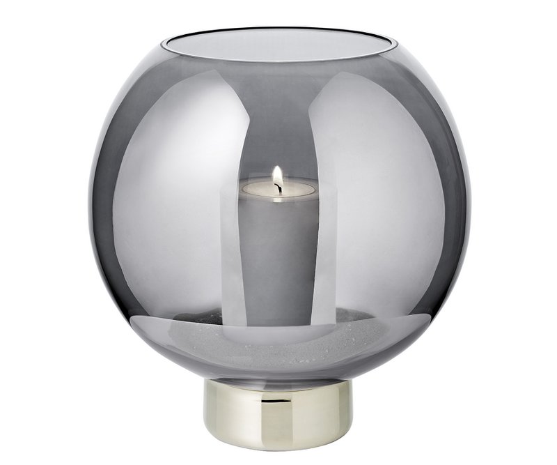 Lantern Jack (H 21 cm, Ø 19.5 cm), dark crystal glass with platinum base