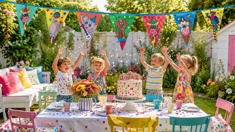 Puk Art® | Stoffen Slinger | Confetti | Dubbelzijdig • 12 meter