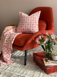 Doris Pink Jacquard-Überwurf – weiche gebürstete Baumwolle