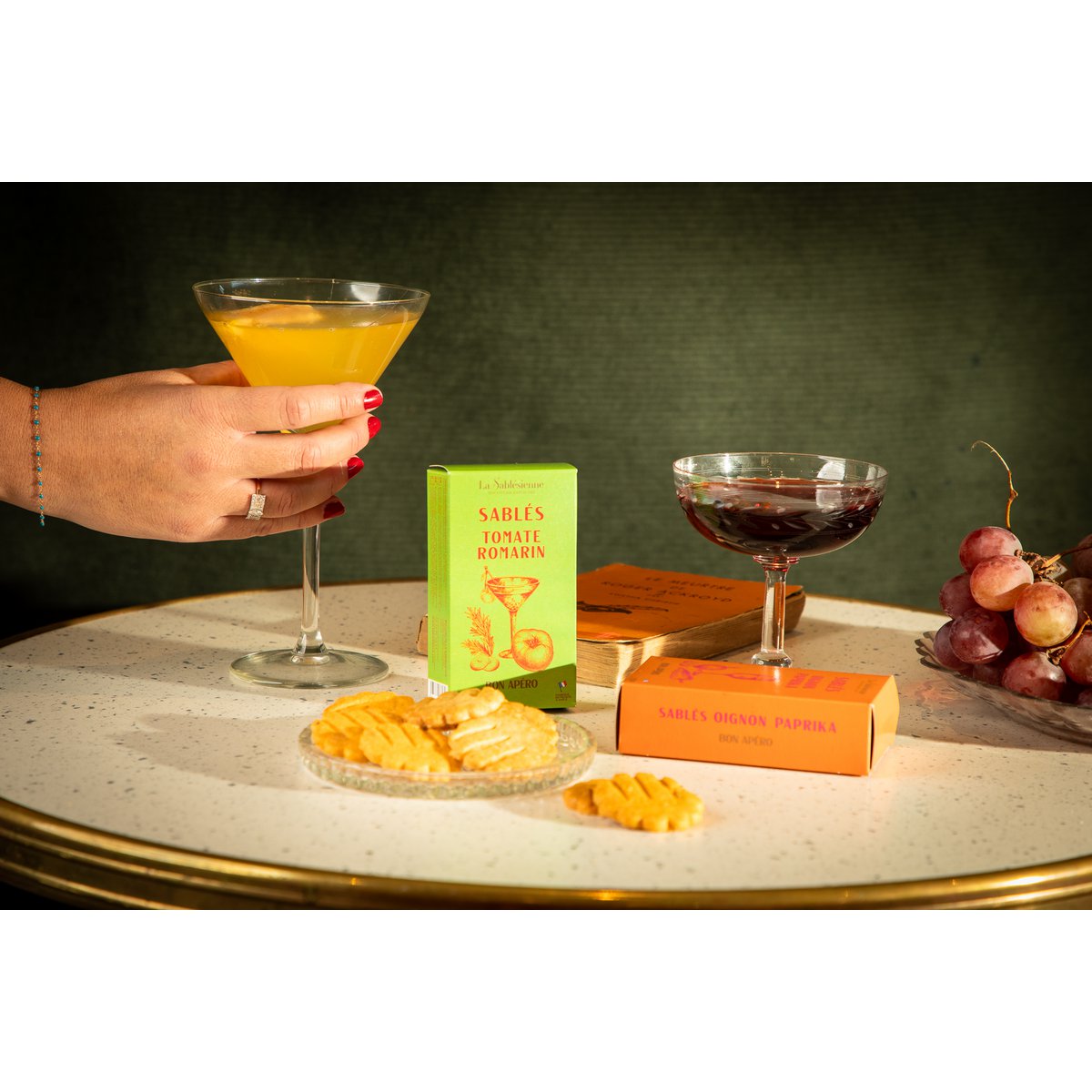 Tomato rosemary aperitif shortbread biscuits - 40g cardboard box