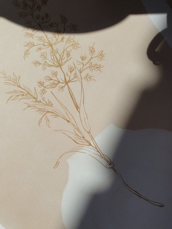 Scandi Grasses Poster "Grasses White Vase" A4 - Sustainable art prints on recycled paper in cellophane