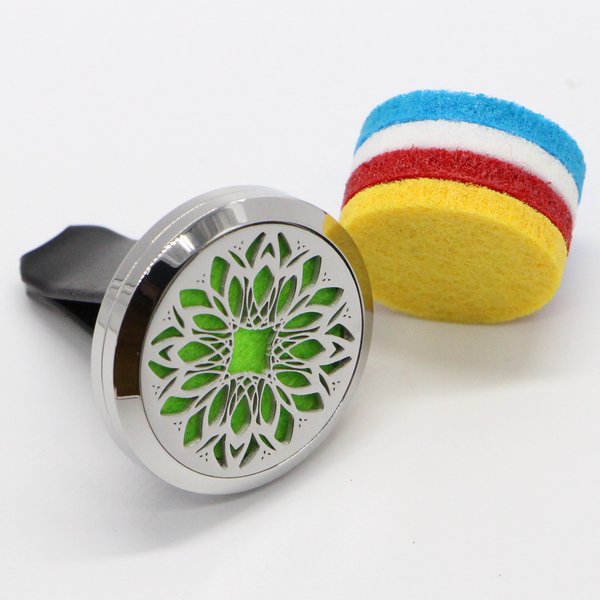 Clip’Arôme Car Diffuser – Flower Petal – Stainless Steel with Blotters – Decorative Aromatherapy Accessory – Gift Idea