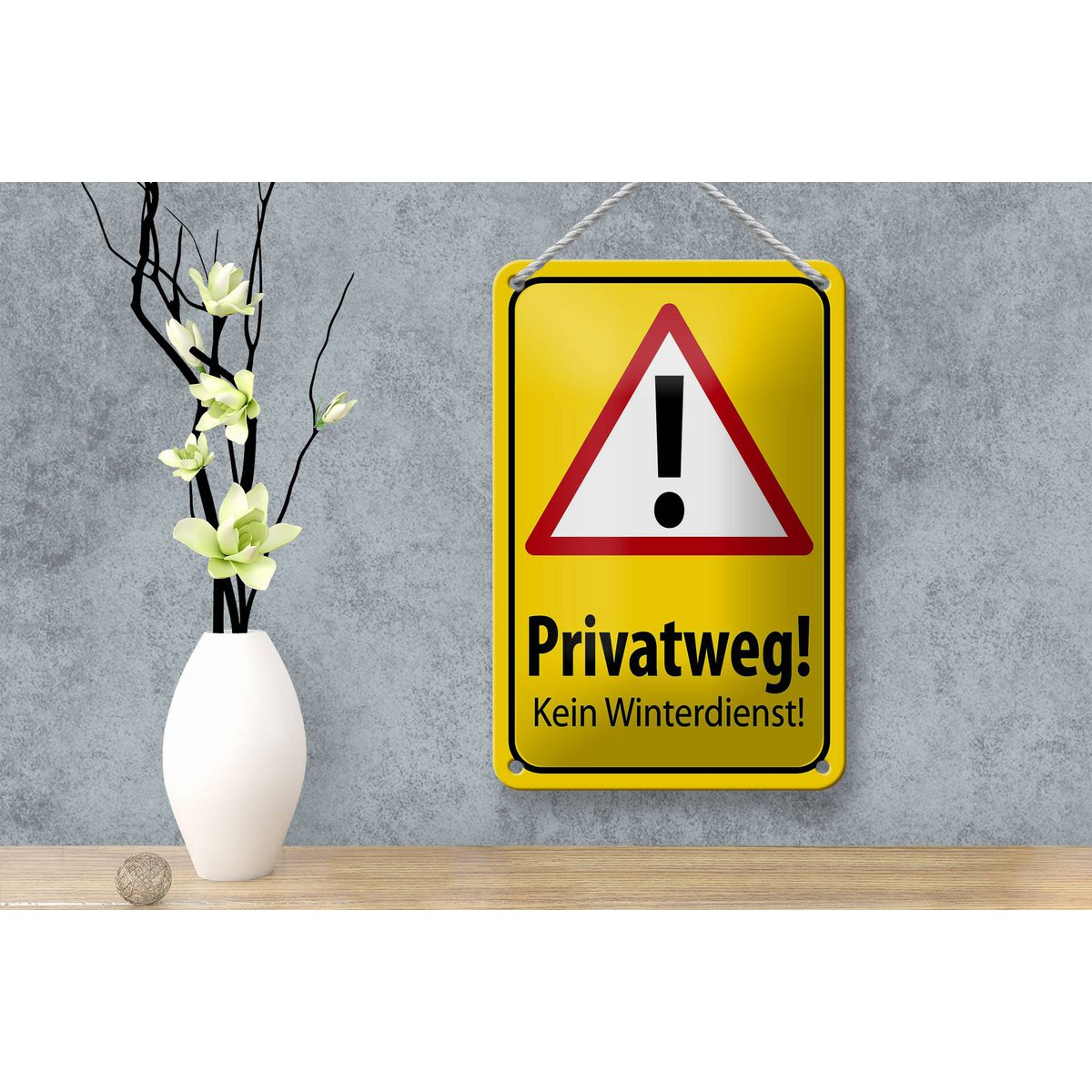 Tin sign note 18x12cm private road no winter service decoration