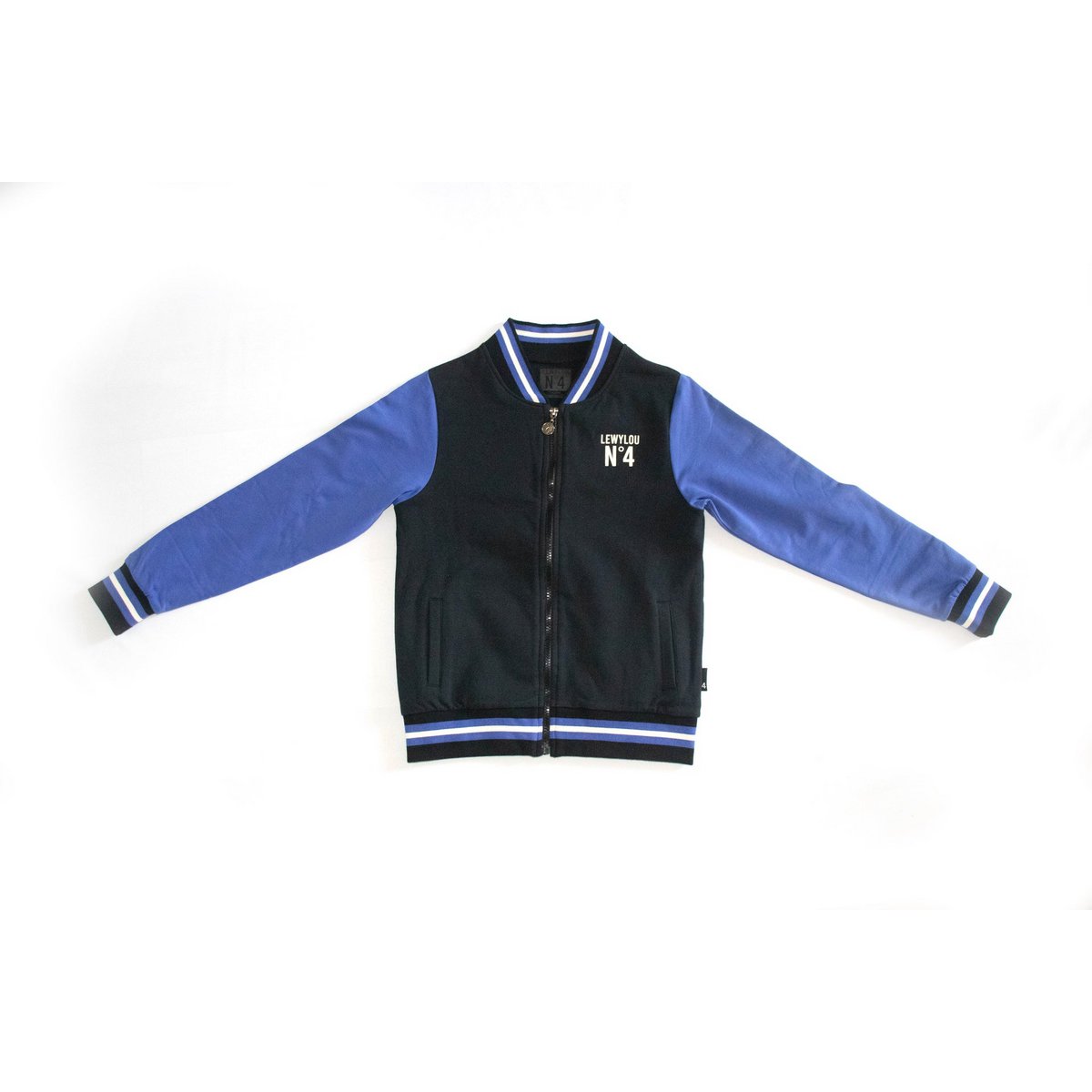 LewyLou NO4 Sweat jacket black with blue sleeves