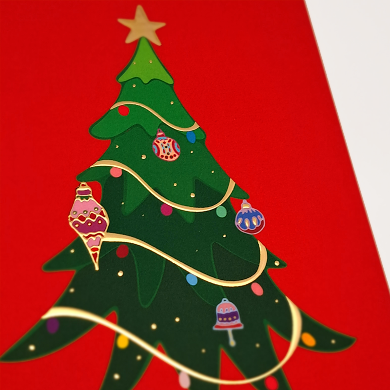 Goldfolie Weihnachtsbaum Postkarte