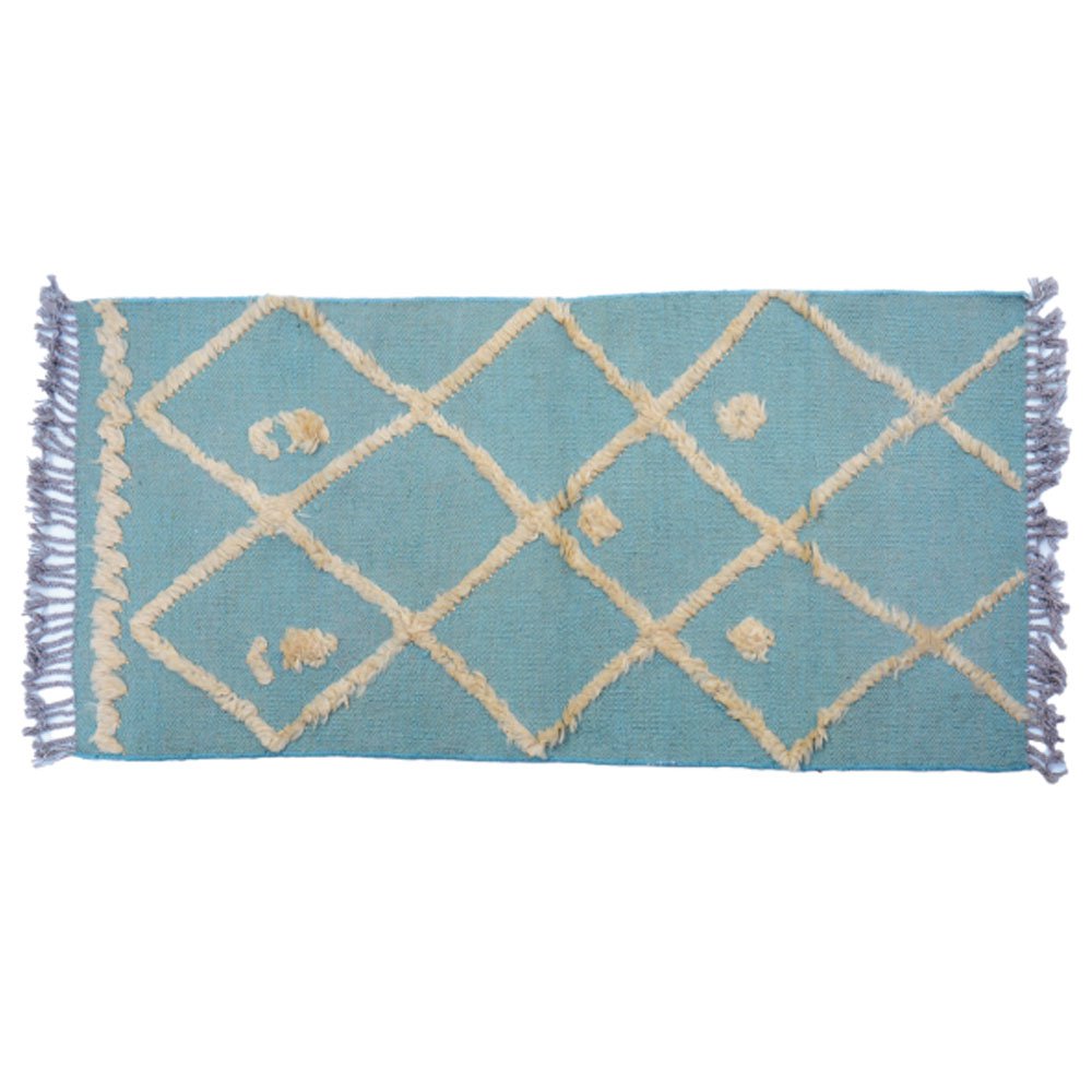 IKAT Tappeto Kilim grigio verde acqua
