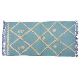 IKAT gråligt blågrønt Kilim tæppe