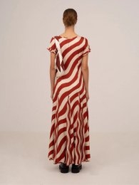 Candycane Stribet rød Maxikjole