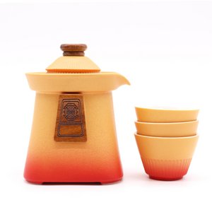 Telera -Set und drei Tassen Tempel - Orange Erde