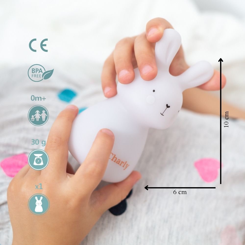 Nachtlampje - Lapin Lou - opladen via USB - geel