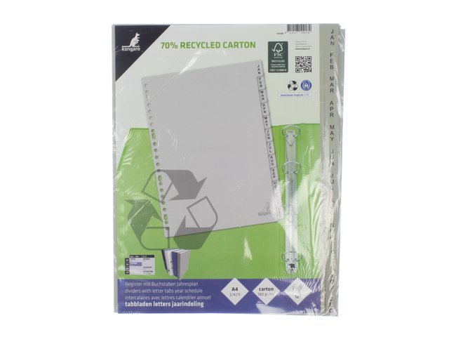 ECO Tab Kangaro A4 letters 180gr gray cardboard 23r 12pcs FSC Jan-Dec