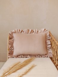 Poduszka z miękkiego aksamitu z falbanką „Latte”