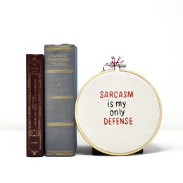 Embroidery funny sentence on canvas 15 cm