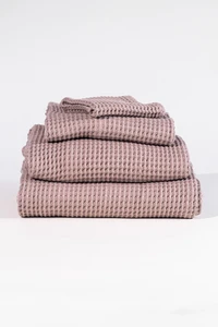 Neunest Waffle Cotton - Modal Towel Set - Warm Gray