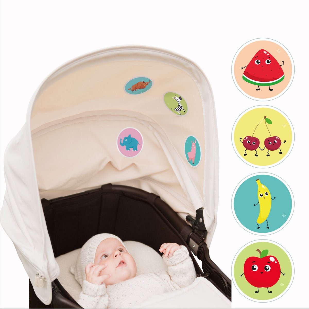 Tasty friends. Stickers made of high-quality acetate silk. For babies