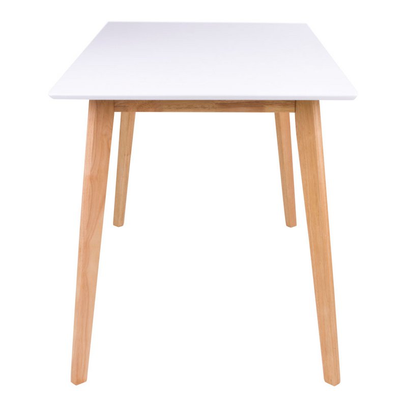 Tavolo da pranzo Vojens - bianco, gambe in legno naturale, 70x120x75 cm