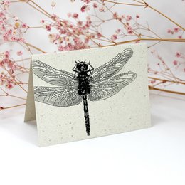 Minikaart van graspapier, libelle