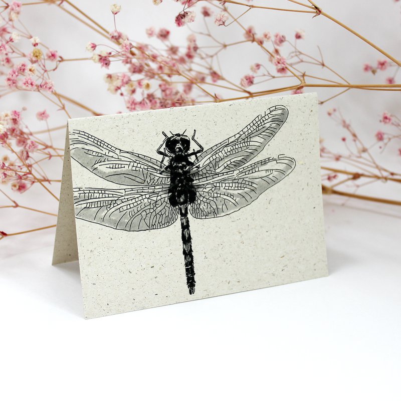 Minikaart van graspapier, libelle