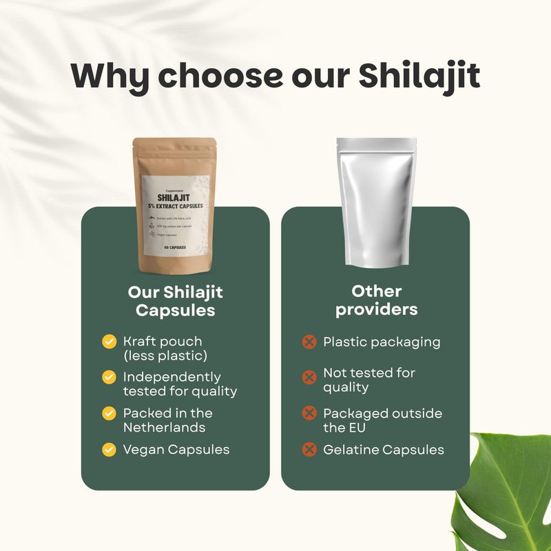 Shilajit-ekstrakt (5%) kapsler 500 mg - 60 kapsler