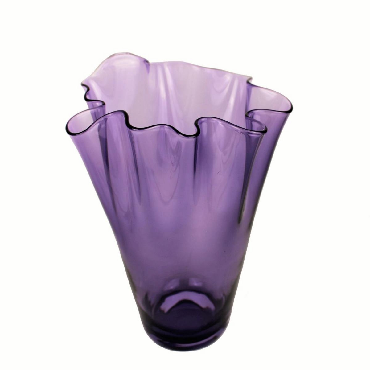 Vase Glas gewellt violett Glasvase Tischvase lila