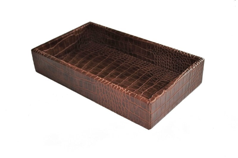 Comprimé en cuir synthétique marron clair croco marron clair