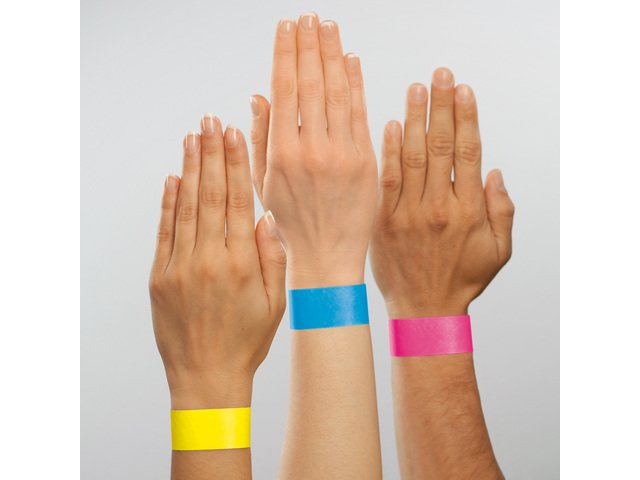 Bracelets événementiels Sigel super soft 255x25mm bleu néon 120 pcs. y compris étiquettes
