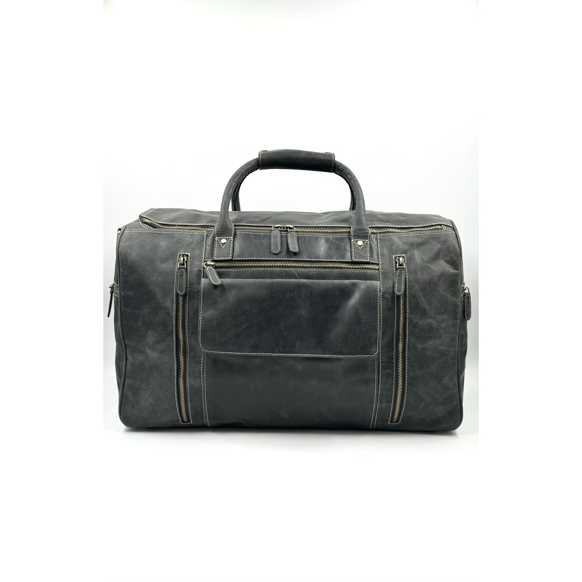 Handmade Black "Hunter" Leather Travel Bag – Artisan 7-Pocket Executive Weekender & Premium Duffle