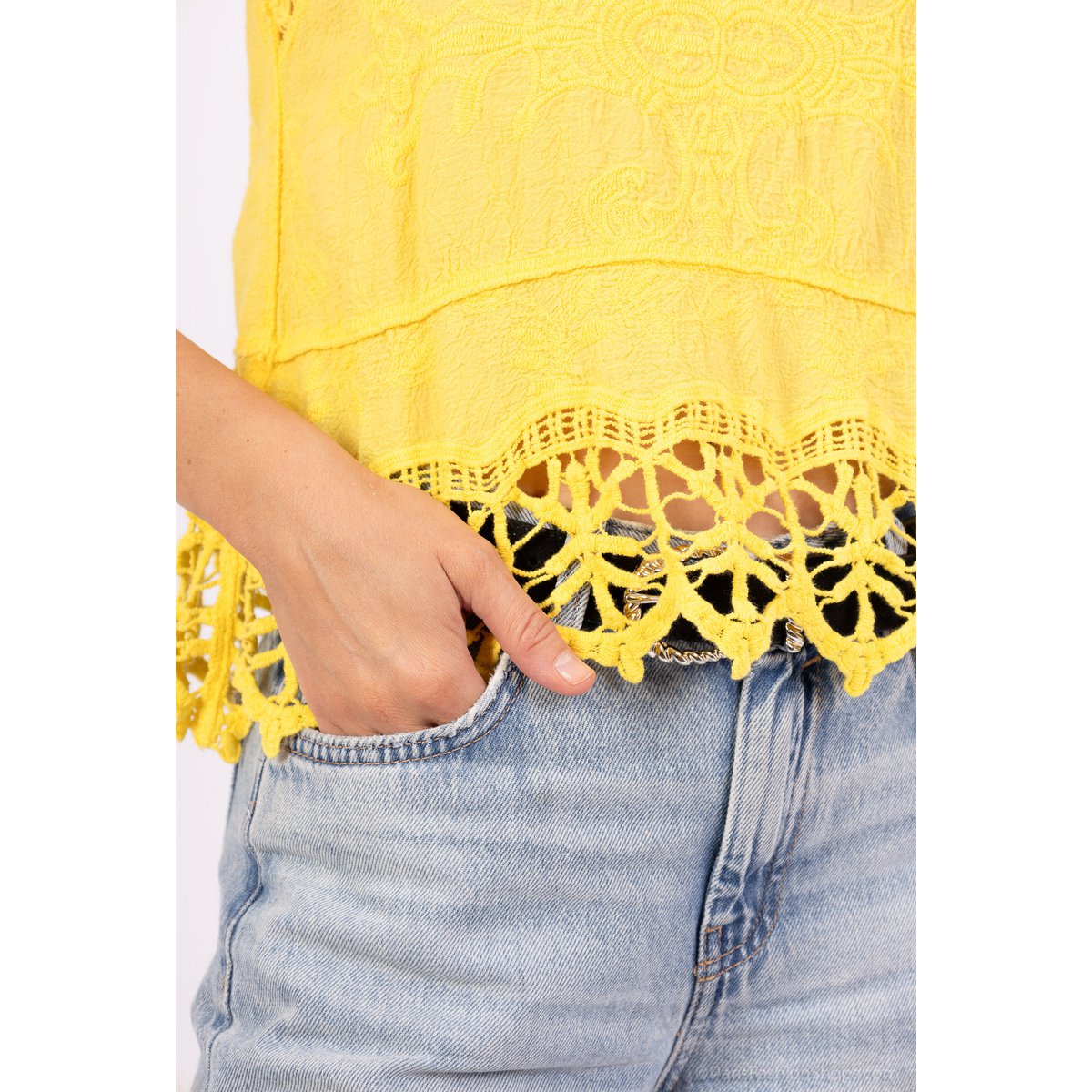 Camiseta sin mangas de encaje bordado - 100% - Made in ITALY