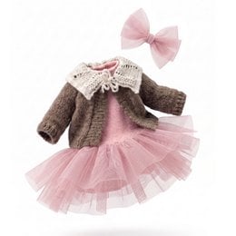 A pink hooded plush jumpsuit with a belt, perfect for a mountain stroll. The outfit includes a matching hat.