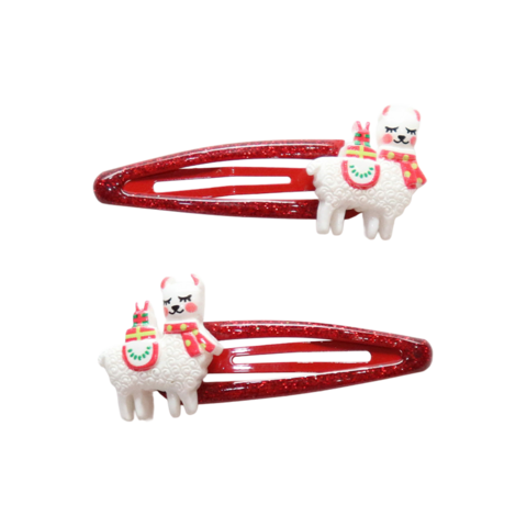 Haarclips met kerstthema - Kerstlama's