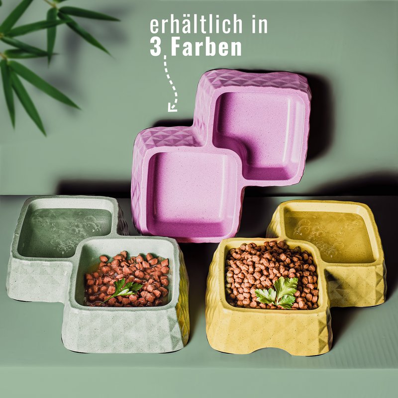 Ne & No® Bamboo Double Bowl para gatos y perros