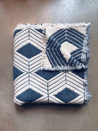 Muslin blanket - blue and white - 2.20 x 2.50 m FAIR
