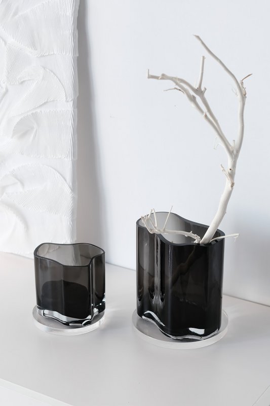 New modern design vase inspired by CORAL and Aalto, COR13 GRey
