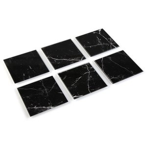 6 SET GLASS COSTER BLACK MARBL