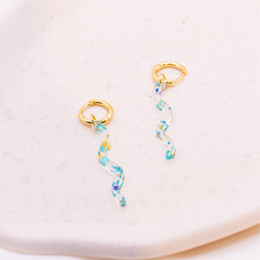 Oorbellen glitter oorringen acryl 18k vergulde glitter slang - lichtgewicht oorknopjes geometrische vorm