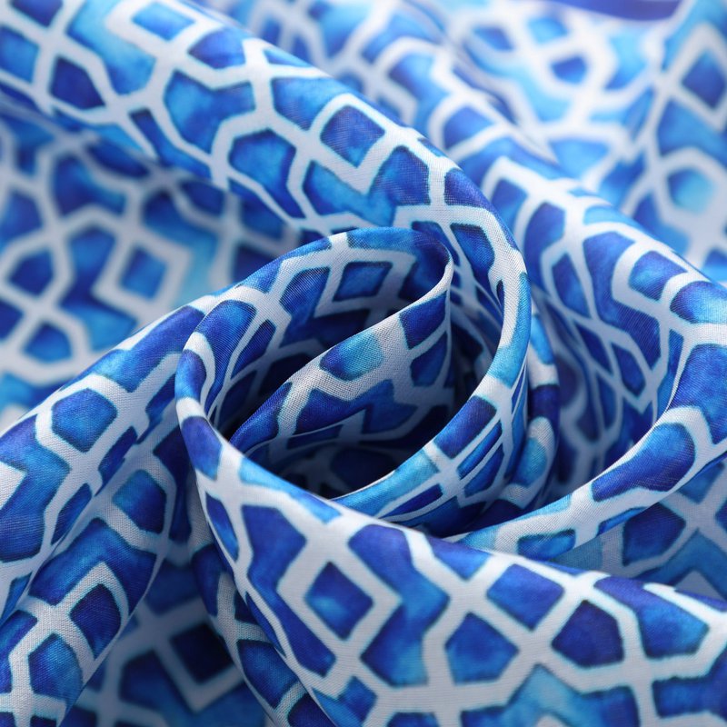 Oblong Blue Silk Scarf Alcazaba