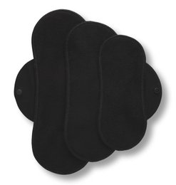 Padres menstruales de tela reutilizable 3 paquetes (S, M, L) - Alas negras