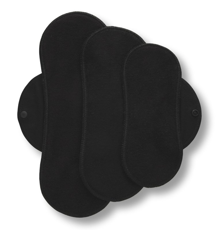 Padres menstruales de tela reutilizable 3 paquetes (S, M, L) - Alas negras