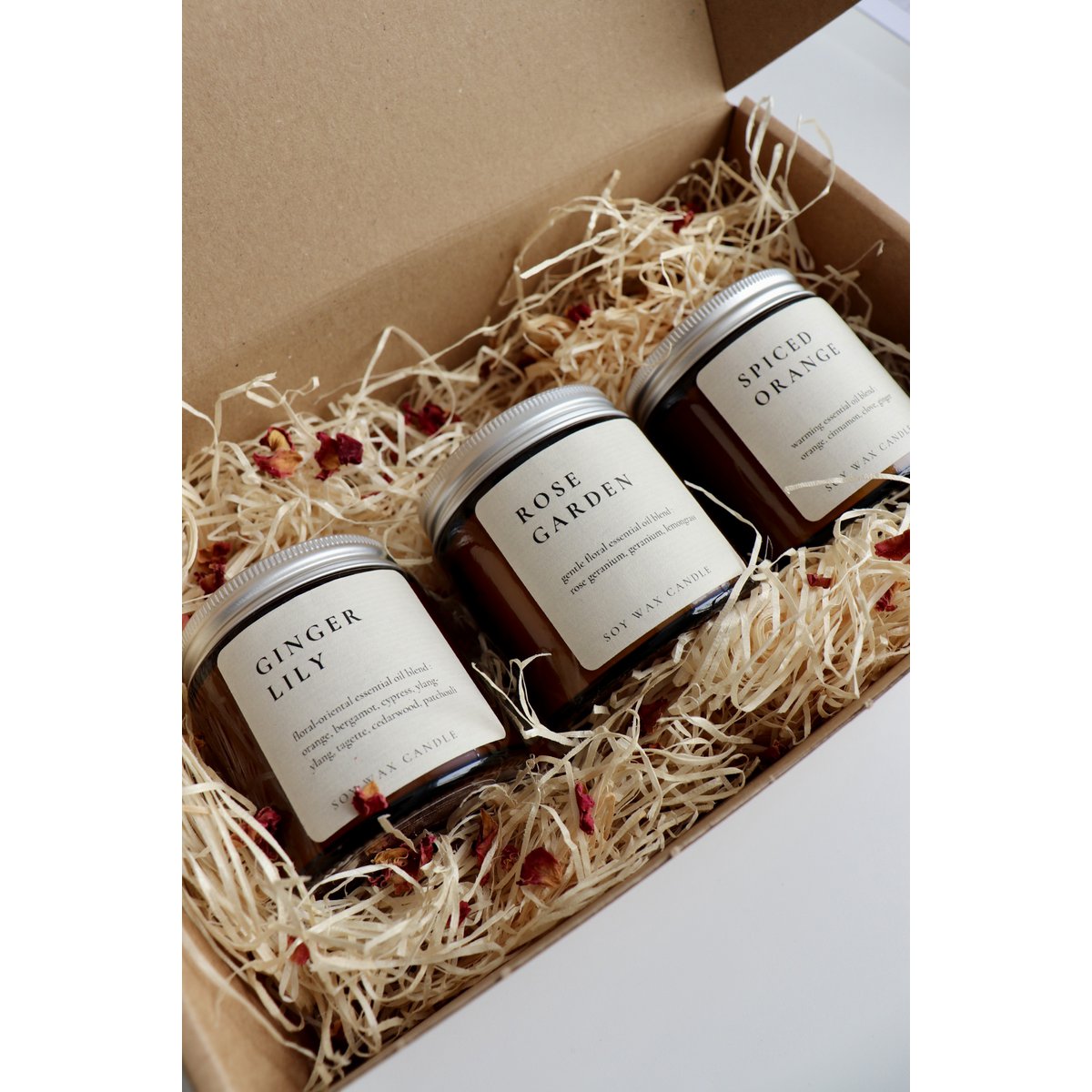 Gift set with candles - candle box with essential oils