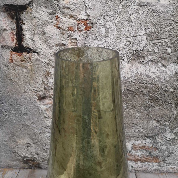 Lara cone vase stones luster green 12x30 (75450)