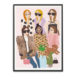 A group of fashionable women wearing sunglasses and stylish outfits, depicted in a colorful, abstract illustration.