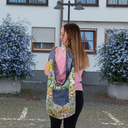 Sunsa duurzame denim tas. Schoudertas die aan 2 kanten te dragen is. hobo tas Boho schoudertas