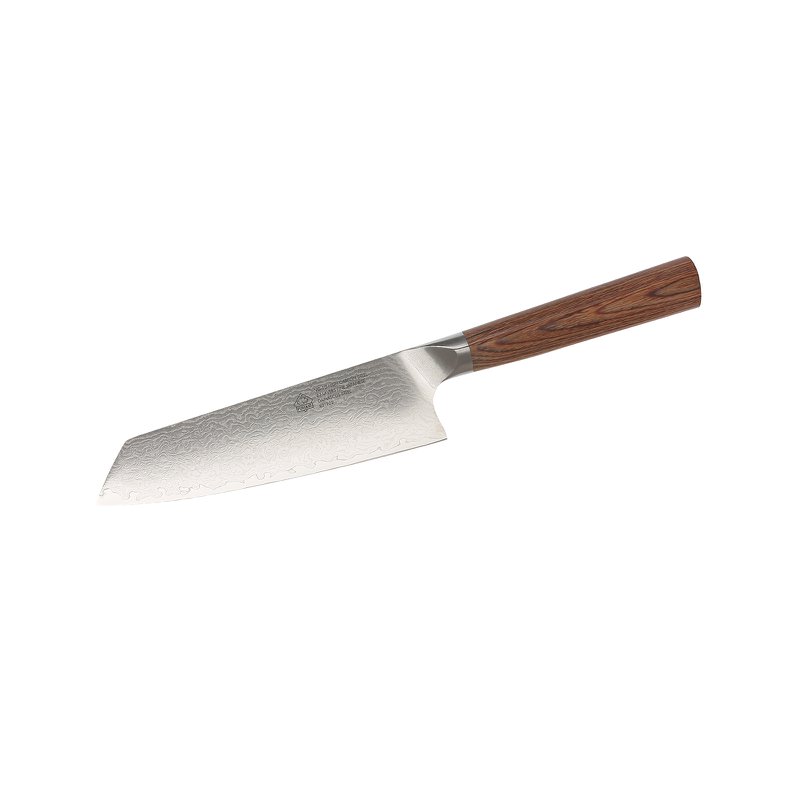 Couteau Santoku PUMA IP 7", en acier japonais VG-10 Damas avec manche en bois de noyer-pakka