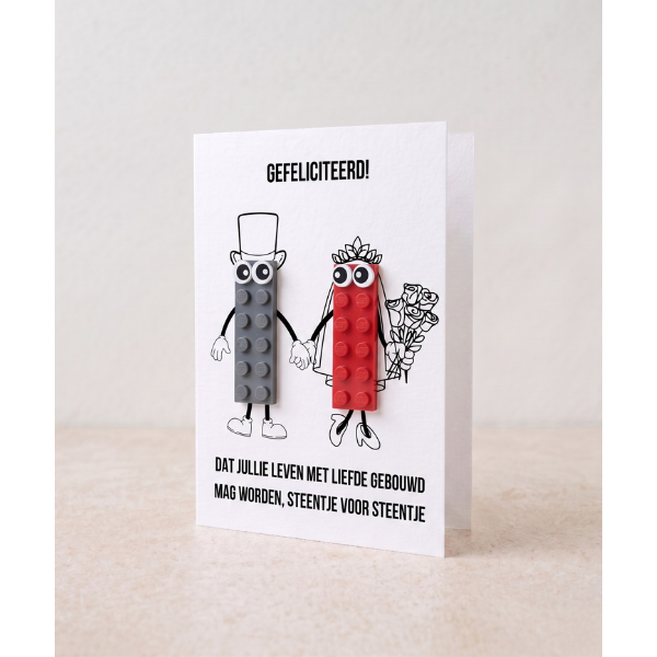 Tarjeta postal de celebración de boda – Ladrillo de construcción