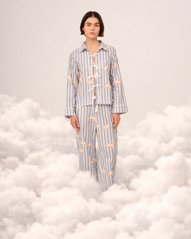 Pantalon de pyjama rayé bleu imprimé Bambi