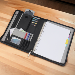 Étui d'écriture en cuir A4 - Dossier de conférence - Dossier de documents A4 - Pochette pour tablette et pochette pour ordinateur portable - Classeur à anneaux amovible