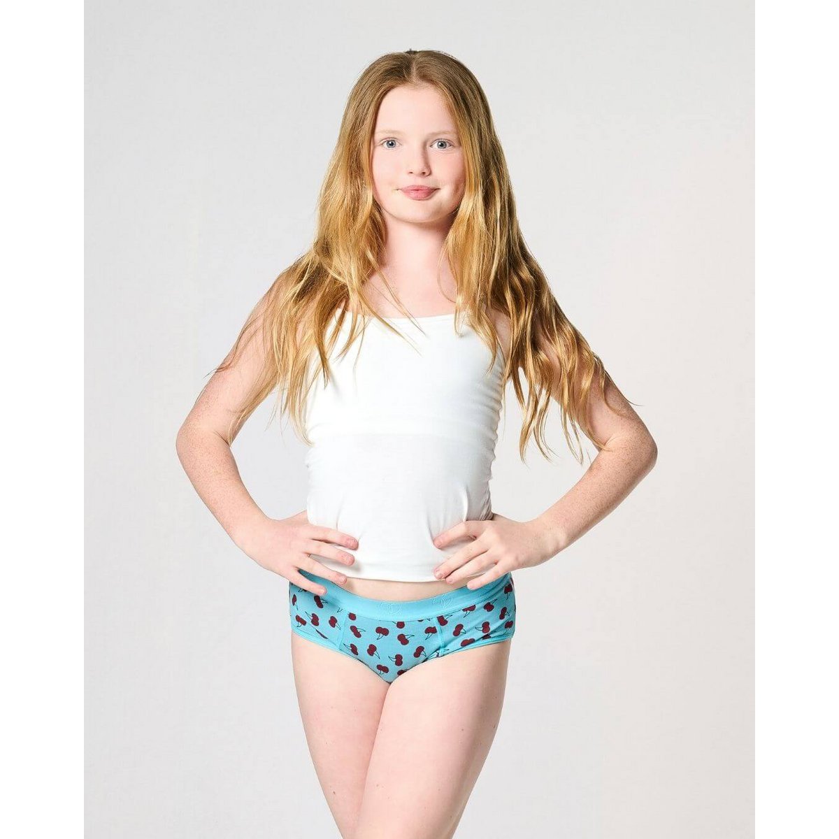 Menstruationsbukser hipster piger – super absorbering (kirsebær print)